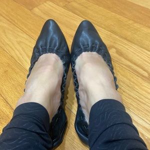 Black Leather Flats Pointy Matte - Chloe 38.5